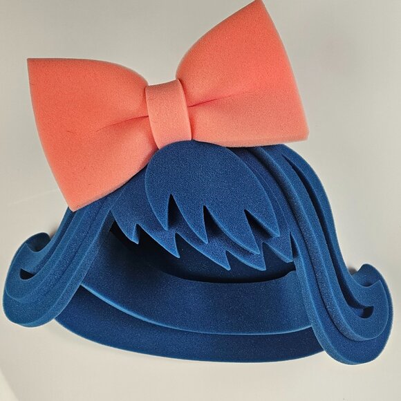 Halloween Foam Wig with Large Bow Blue Hair Pink Bow - Picture 5 of 7